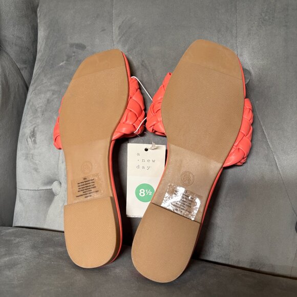 NWT A New Day Red Braided Slide Sandals –‎ Flat Square Toe – Women’s 8.5 - Picture 4 of 4